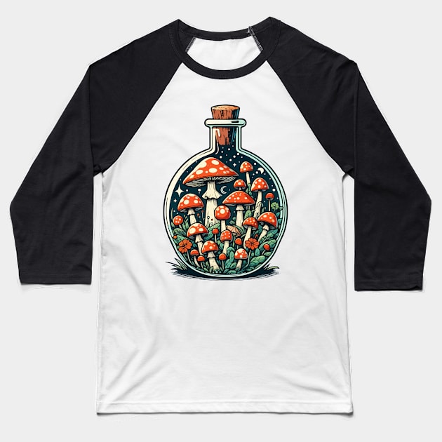 Mushroom Garden in Jar Retro Vintage Baseball T-Shirt by TomFrontierArt